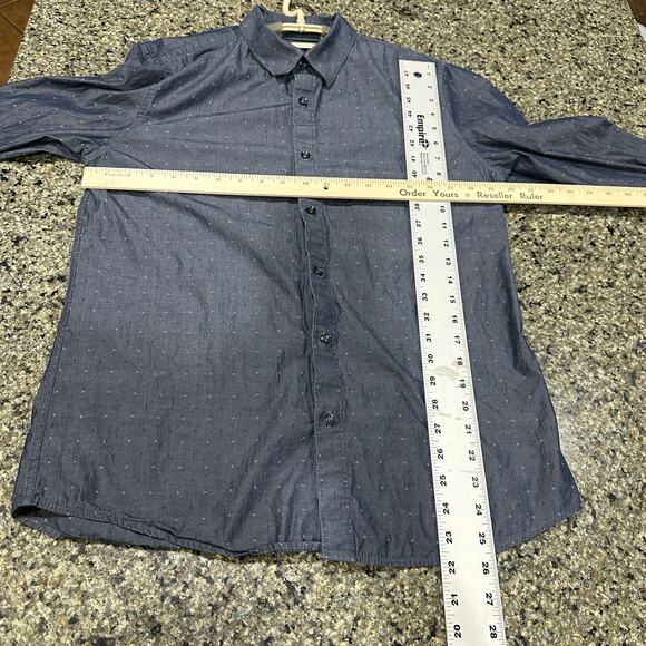 Guess Button Up Shirt Mens Size M Blue All Over Print Slim Fit 100% Cotton - Picture 7 of 9